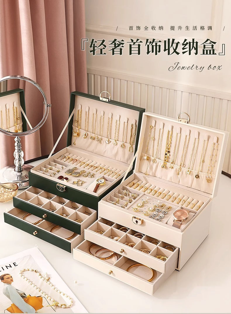 High-end jewelry storage box necklace earrings earrings earrings bracelet ring exquisite jewelry gold jewelry large capacity