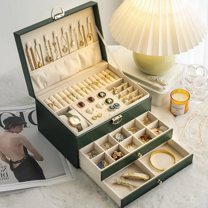 Jewelry Box Earrings Earrings Necklace Ring High-grade Exquisite Large Capacity Gold Jewelry Hand Jewelry Storage Box