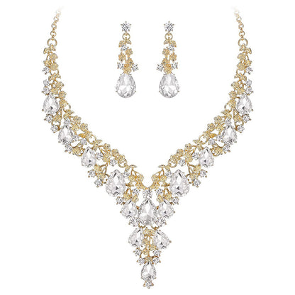 Factory Direct Sales of Cross-Border Popular Water Drop Necklace and Earrings Jewelry Sets, Wedding Dresses, Evening Wear, New Jewelry Accessories
