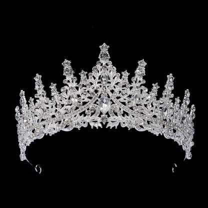 European and American Bride Jewelry Three-piece Suit High-class Dance Wedding Jewelry Alloy Diamond Crown Necklace Earrings suit
