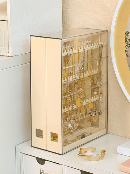 Gold Jewelry Storage Box Dust-proof Pull-out Anti-oxidation Earrings Necklace Ring Display Stand Desktop High-end Light Luxury