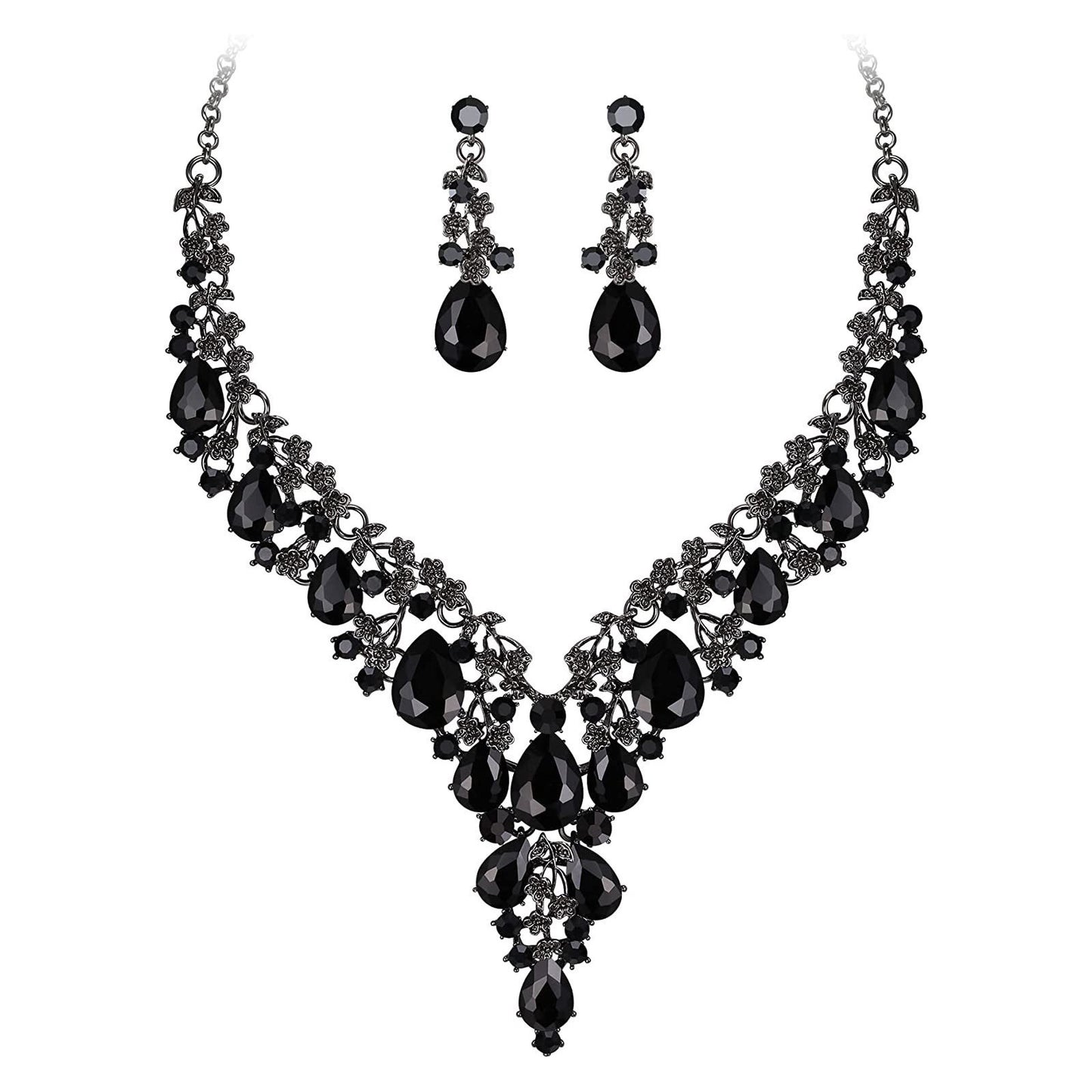 Factory Direct Sales of Cross-Border Popular Water Drop Necklace and Earrings Jewelry Sets, Wedding Dresses, Evening Wear, New Jewelry Accessories