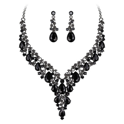 Factory Direct Sales of Cross-Border Popular Water Drop Necklace and Earrings Jewelry Sets, Wedding Dresses, Evening Wear, New Jewelry Accessories