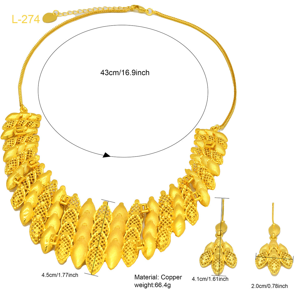 Imitation gold flower necklace earrings suit Dubai India Nigeria brass gold plated women wedding jewelry lot