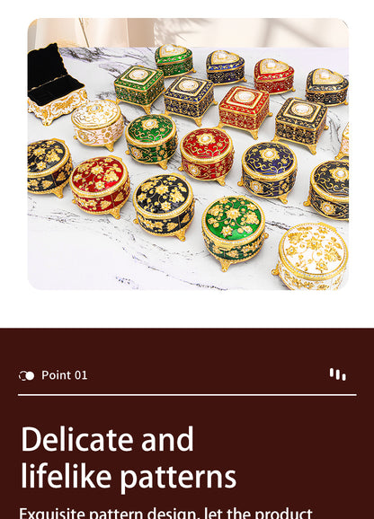 Cross-border E-commerce European-style Retro Metal Jewelry Box Exquisite Enamel Color Necklace Jewelry Storage Box Princess Jewelry Box