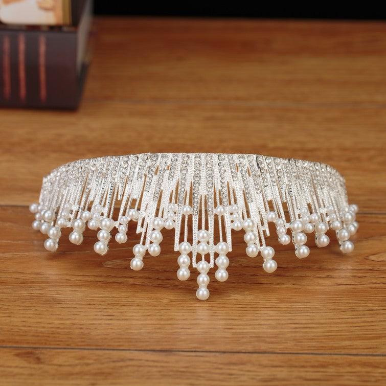 Bridal Crown Headpiece Wedding Dress Hair Accessories Pearl Crown Accessories Princess Headband Jewelry Wedding Essentials Crystal