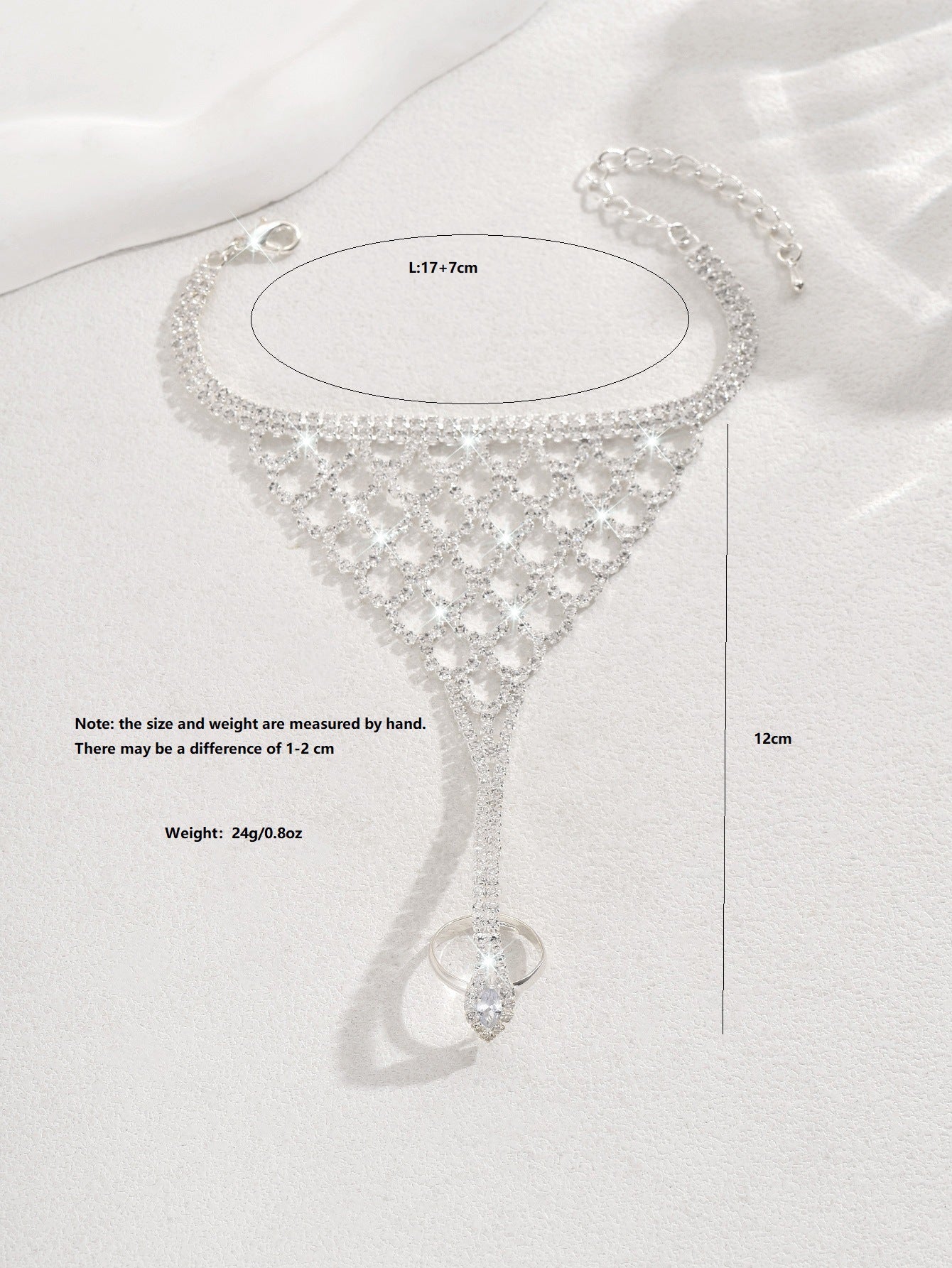 Factory Direct Supply European and American Fashion Full Diamond Bracelet for Women, Bracelet and Ring Integrated Chain, Beach Anklet, Hand Jewelry, Foot Jewelry