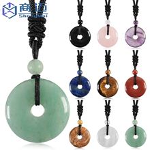 Fashion ancient silver owl tree of life pendant natural water wafer ring inlay pendant foreign trade jewelry necklace