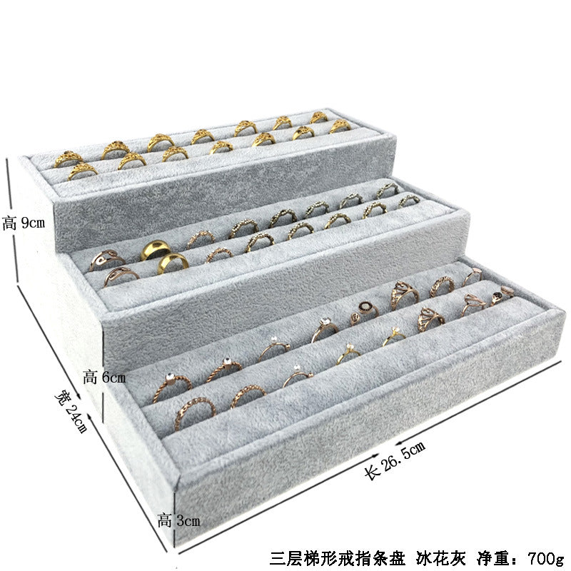 Ice Flower Velvet Jewelry Box Display Plate Ring Bracelet Trapezoidal Jewelry Display Stand Gold and Silver Jewelry Props