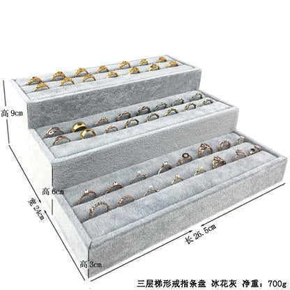 Ice Flower Velvet Jewelry Box Display Plate Ring Bracelet Trapezoidal Jewelry Display Stand Gold and Silver Jewelry Props