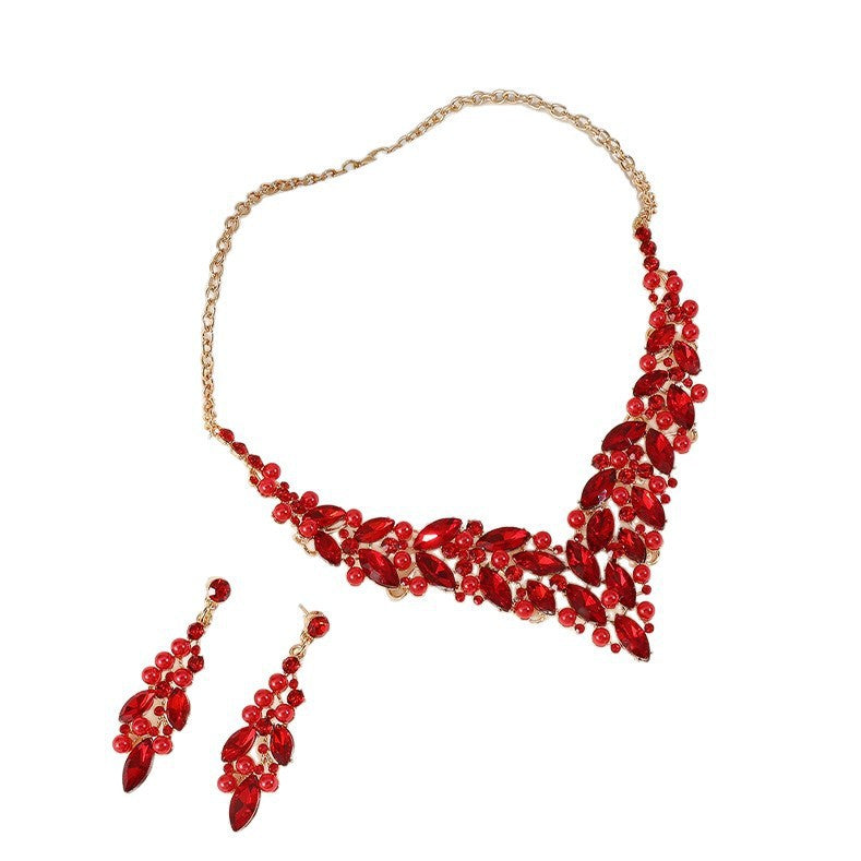 European and American Cross-Border Necklace, Earrings, Jewelry Set, Bridal Banquet Dress Accessories, Fashionable Women's Jewelry, Light Luxury Style