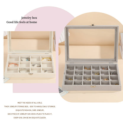 New Jewelry Box Large Capacity Flannel Jewelry Box Ring Necklace Earrings Storage Box Advanced Portable Dust-proof Box