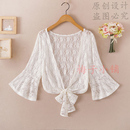 2025 Summer Sunscreen Clothing Chiffon Small Shawl Jacket Women's All-match Small Waistcoat Short Sleeve Thin Outer Short Cardigan