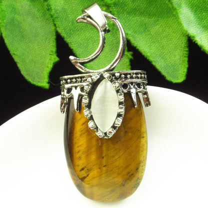 Natural Crystal Agate Stone Inlaid Alloy Sun Moon Star Gemstone Pendant DIY Necklace Jewelry Pendant Wholesale