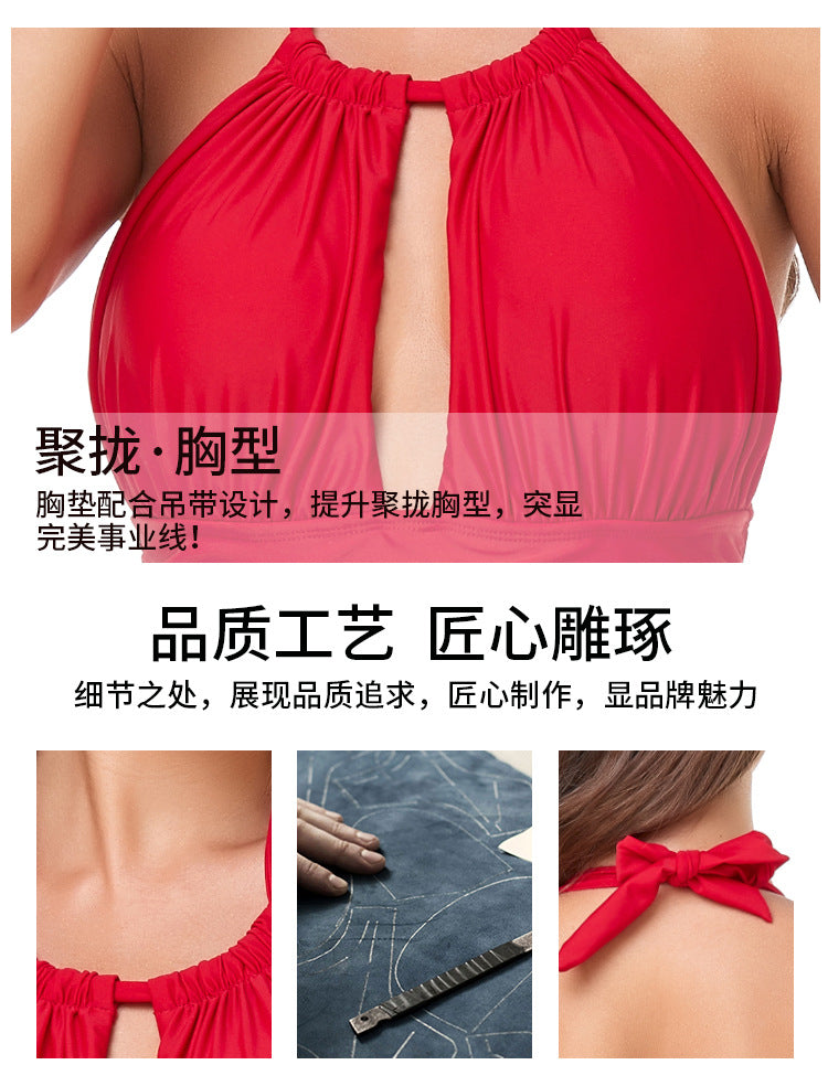 New Cross-Border Manufacturer Direct Supply One-Piece Push-Up Bikini, Waist-Slimming Swimsuit, Large Quantity, Preferential Price