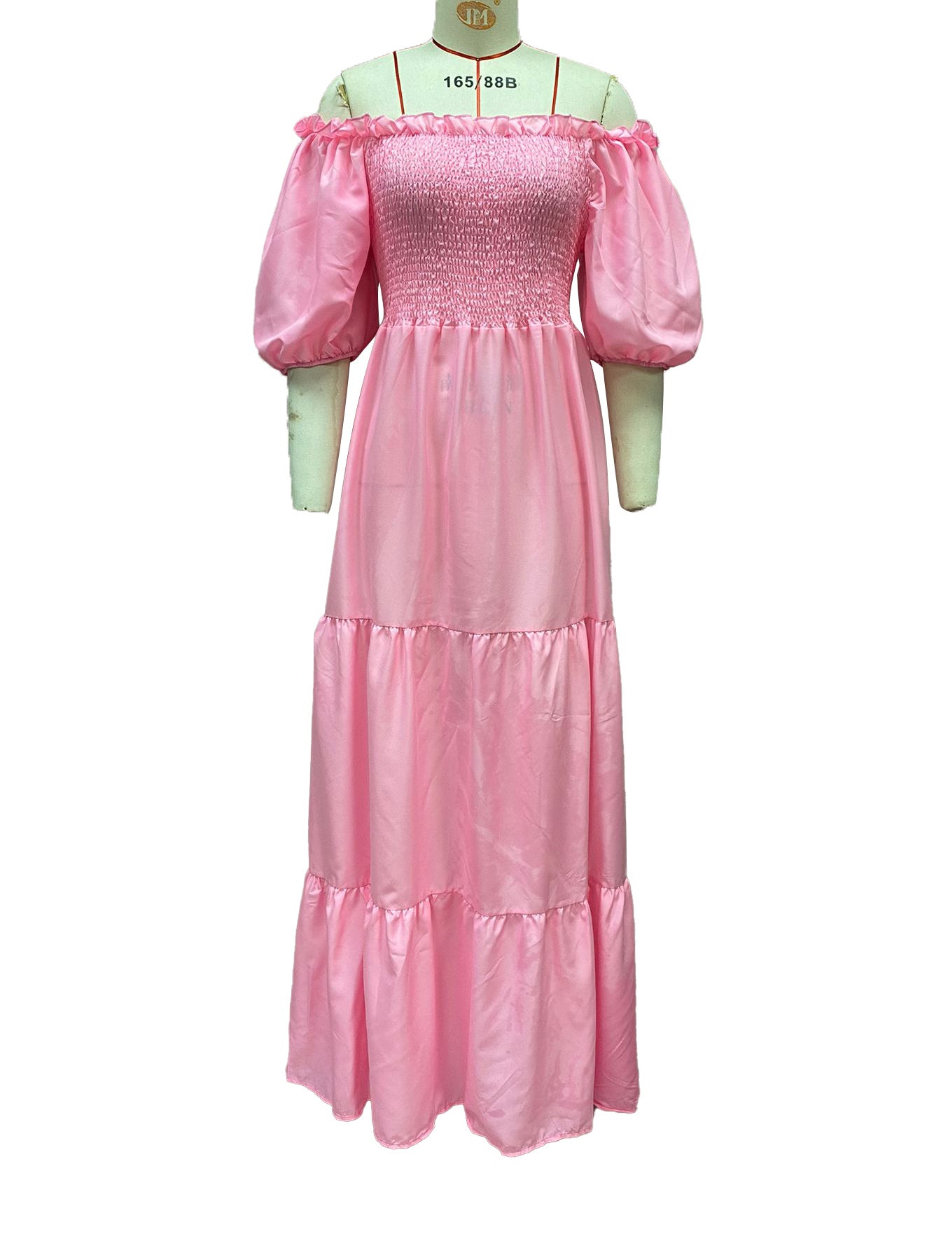 2025 Cross-Border New Spring and Summer European and American Clothing Dress One-Shoulder Floral Off-Shoulder Long Color Fairy Skirt