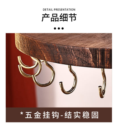 Walnut Color Creative Round Hook Necklace Display Stand Sweater Chain Jewelry Stand Stall Live Broadcast Jewelry Stand Solid Wood