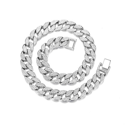 Popular Jewelry Rock Sugar Chain Children's European and American New Zircon Cuban Chain Hip Hop Jewelry Internet Celebrity Same Style Clothing Accessories