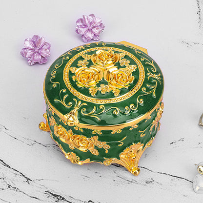 Cross-border E-commerce European-style Retro Metal Jewelry Box Exquisite Enamel Color Necklace Jewelry Storage Box Princess Jewelry Box
