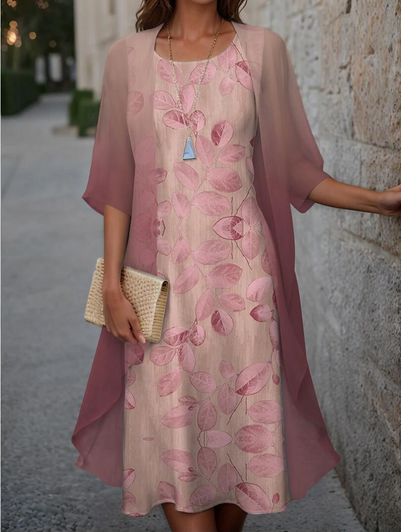 2023 European and American Hot Selling Independent Site Amazon Wish Spring & Fall Fashionable and Elegant Chiffon Dress Two-Piece Set