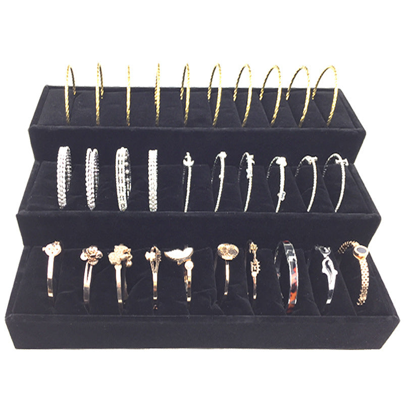 Ice Flower Velvet Jewelry Box Display Plate Ring Bracelet Trapezoidal Jewelry Display Stand Gold and Silver Jewelry Props