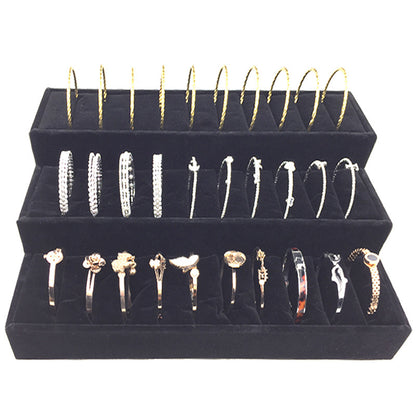 Ice Flower Velvet Jewelry Box Display Plate Ring Bracelet Trapezoidal Jewelry Display Stand Gold and Silver Jewelry Props