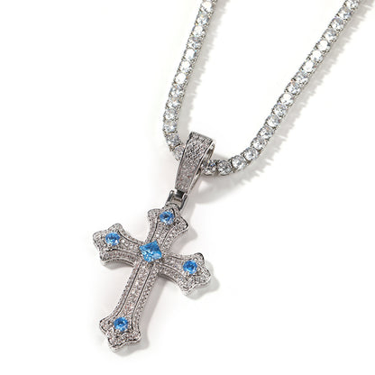 Europe and the United States cross-border jewelry hip-hop cross diamond pendant necklace retro niche Joker Net red necklace wholesale