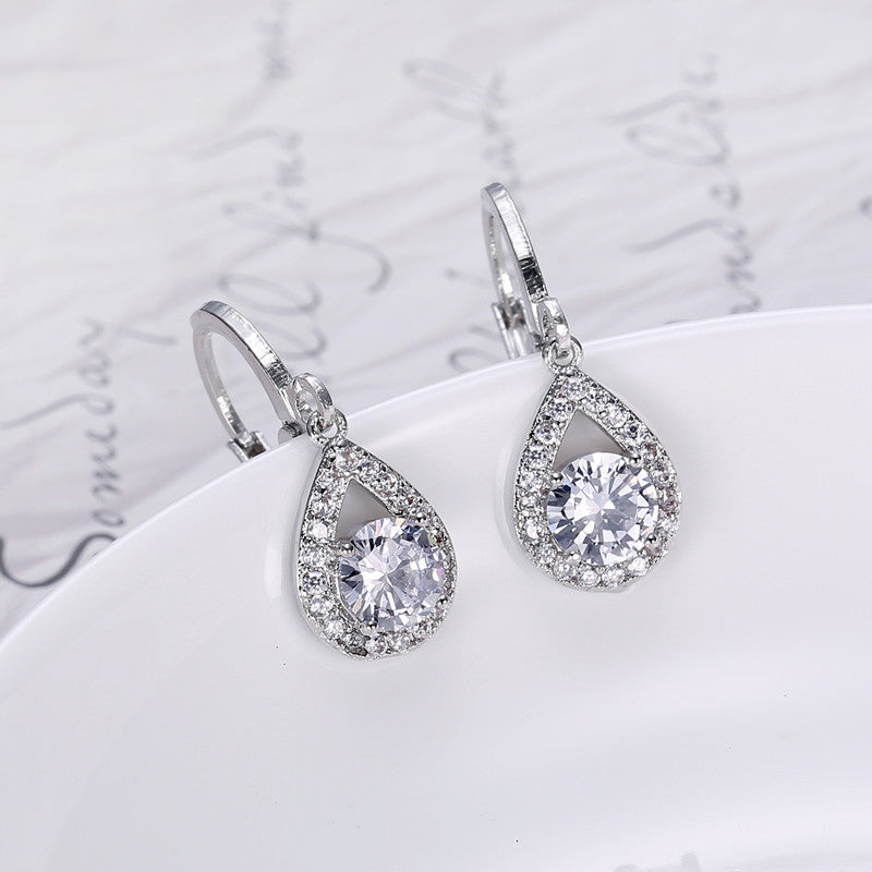 Cross-border ins trendy line jewelry suit angel tears water drop necklace earrings literary female zircon jewelry suit