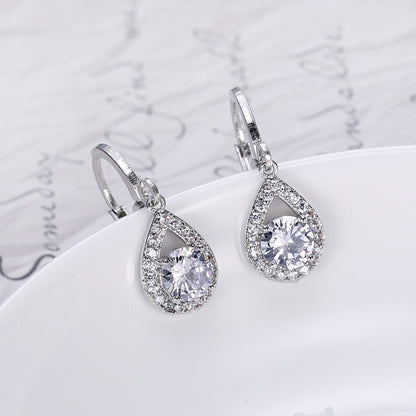Cross-border ins trendy line jewelry suit angel tears water drop necklace earrings literary female zircon jewelry suit