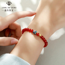 Jingdong Jewelry 3A Natural Cherry Blossom Agate Bracelet Fashion Sweet Wind Girl Single Circle Round Bead Bracelet Wholesale