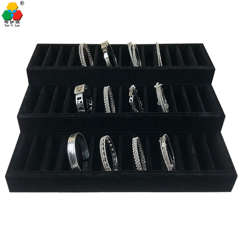 Ice Flower Velvet Jewelry Box Display Plate Ring Bracelet Trapezoidal Jewelry Display Stand Gold and Silver Jewelry Props