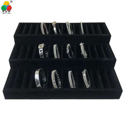 Ice Flower Velvet Jewelry Box Display Plate Ring Bracelet Trapezoidal Jewelry Display Stand Gold and Silver Jewelry Props