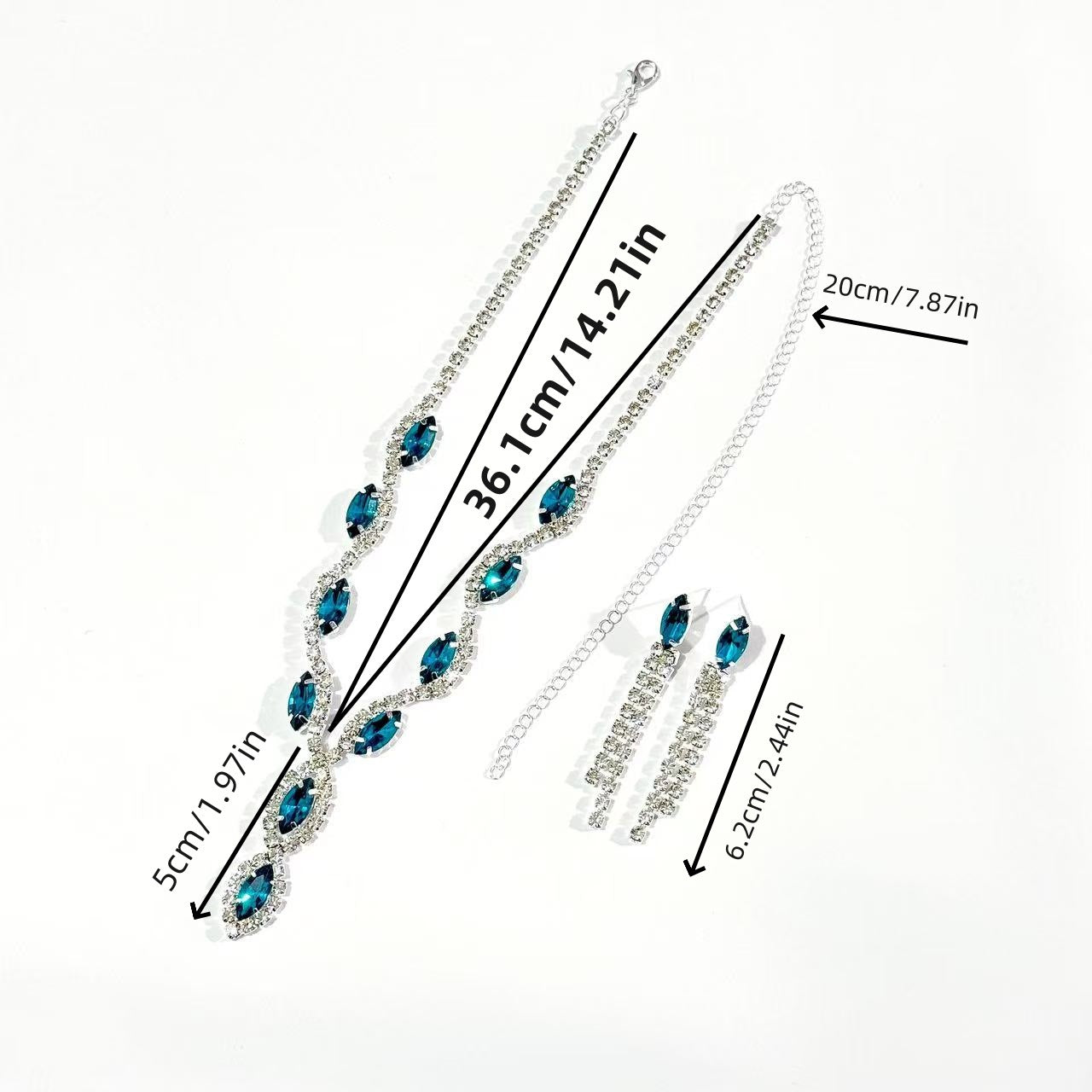 Cross-border jewelry wholesale hot selling personalized color horse eye water drop necklace tassel earrings bridal suit jewelry