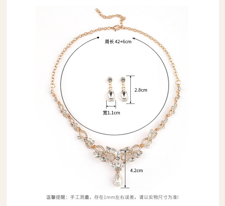 High-grade Crystal Diamond-encrusted Wedding Dress Banquet Dress Jewelry suit Matching European and American Hot-selling Cross-border Jewelry Bridal Necklace