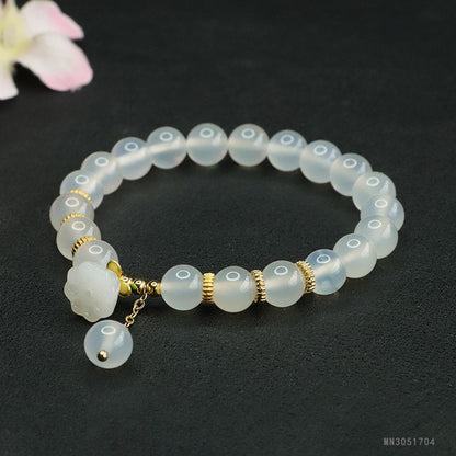 Guan Yu Natural White Chalcedony Bracelet Lotus Pod Agate Bracelet Jewelry Factory Wholesale Dropshipping S3051704