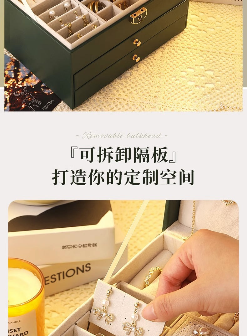 High-end jewelry storage box necklace earrings earrings earrings bracelet ring exquisite jewelry gold jewelry large capacity