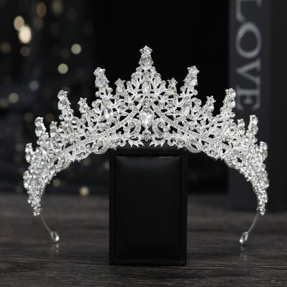 Cross Border Birthday Hair Accessories Party Headband Bridal Crown Headwear Alloy Rhinestone Headband Wedding Hot Crown Jewelry