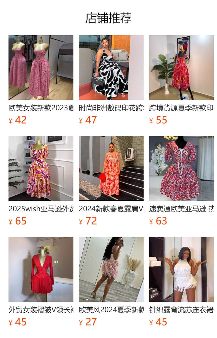 Cross-border source fashion waist sling strap bow sexy dress African women's clothing
