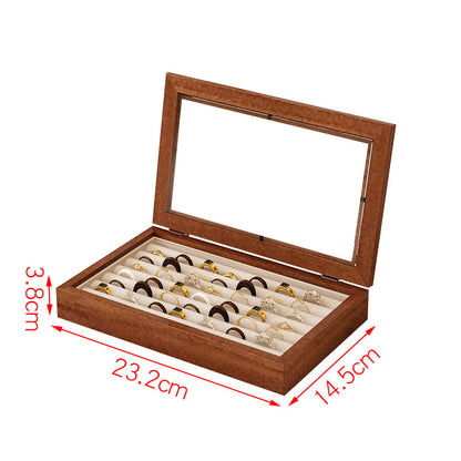 Solid Wood Flannel Jewelry Box Storage Box Ring Necklace Earrings Earrings Desktop Display Box Vintage
