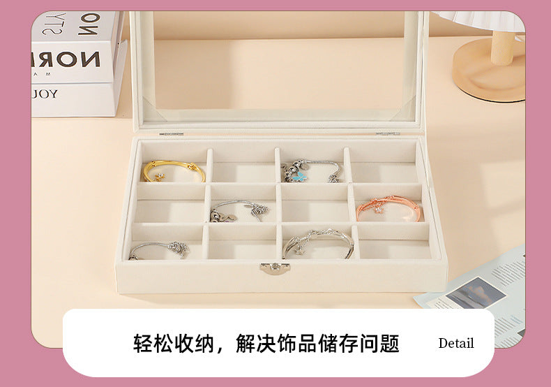 New Jewelry Box Large Capacity Flannel Jewelry Box Ring Necklace Earrings Storage Box Advanced Portable Dust-proof Box