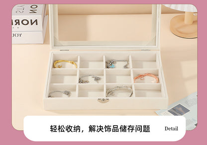 New Jewelry Box Large Capacity Flannel Jewelry Box Ring Necklace Earrings Storage Box Advanced Portable Dust-proof Box