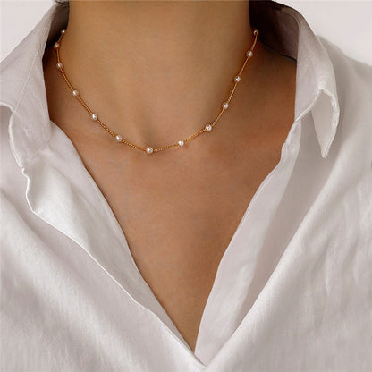 Sweet personality simple natural Joker imitation pearl necklace pearl necklace ladies necklace jewelry wholesale supply