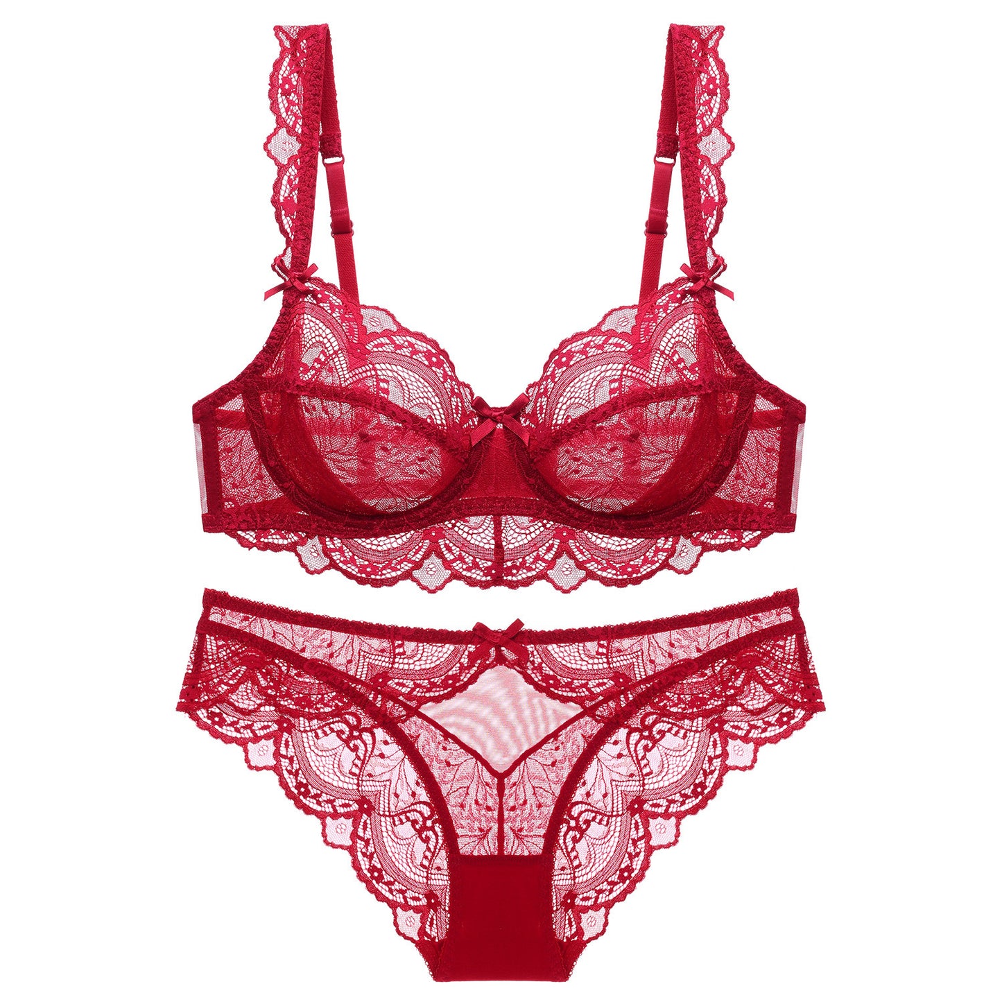 Ultra-Thin Sponge-Free Transparent Bra with Big Breasts and Small Lace Bra for Women Sexy Underwear Bra Set
