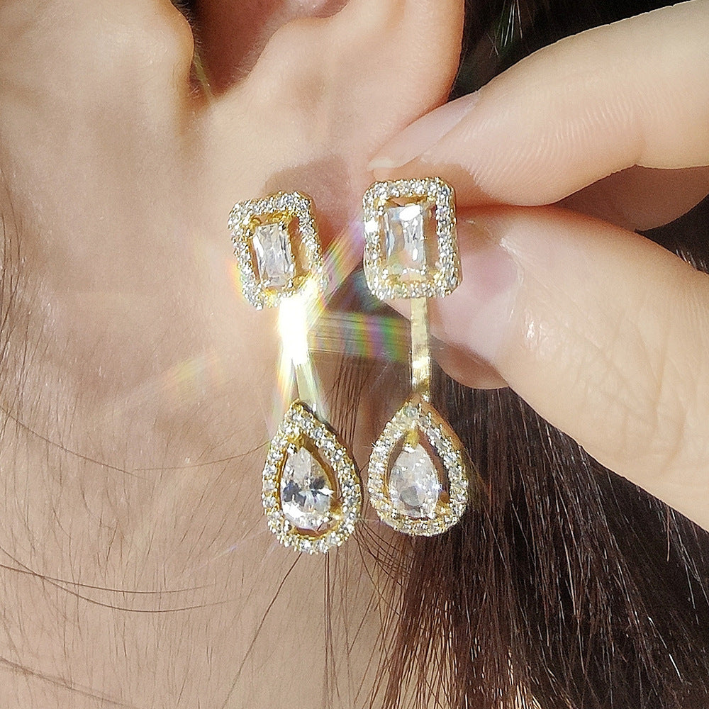 Cross Border jewelry Set Long Zircon Earrings Ring Necklace Jewelry Four Piece Set Hot Sale J6177