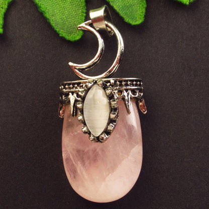 Natural Crystal Agate Stone Inlaid Alloy Sun Moon Star Gemstone Pendant DIY Necklace Jewelry Pendant Wholesale