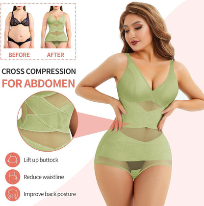 Hot Selling Body Shaping One-Body Shaping One-Body Shaping Sling V-Neck Cup Mesh Waist Plastic Breathable Sports Body Shaping One-Body Shaping One-Body Shaping