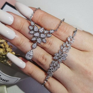 Foreign trade e-commerce Dubai jewelry water drop pear-shaped earrings necklace colorful zircon ear two-piece e5620 x711