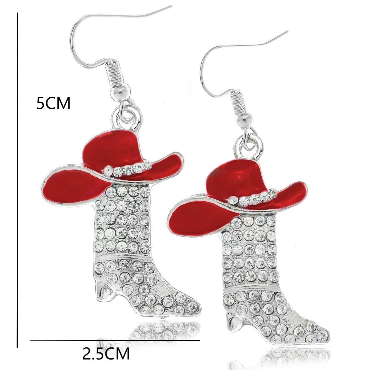 European and American personality niche western boots earrings diamond pendant earrings Joker ladies earrings jewelry wholesale 166