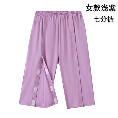 Summer patient care clothing easy to put on and take off hospital gown short sleeve cotton middle-aged and elderly medical clothing fracture clothing wholesale