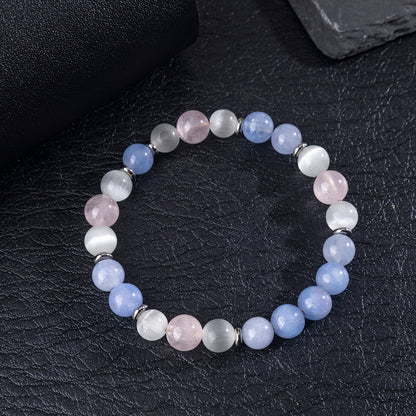 Zhuhang Jewelry Cross-Border New Product Natural Crystal Bracelet Rose Quartz Cat's Eye Women's Bracelet High-End Jewelry Wholesale
